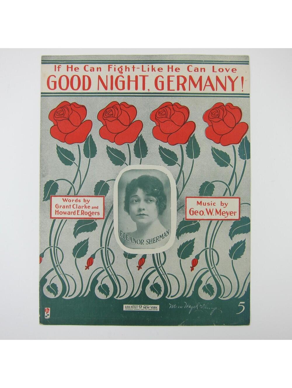 Sheet Music If He Can Fight Like He Can Love Good Night Germany WWI Antique 1918